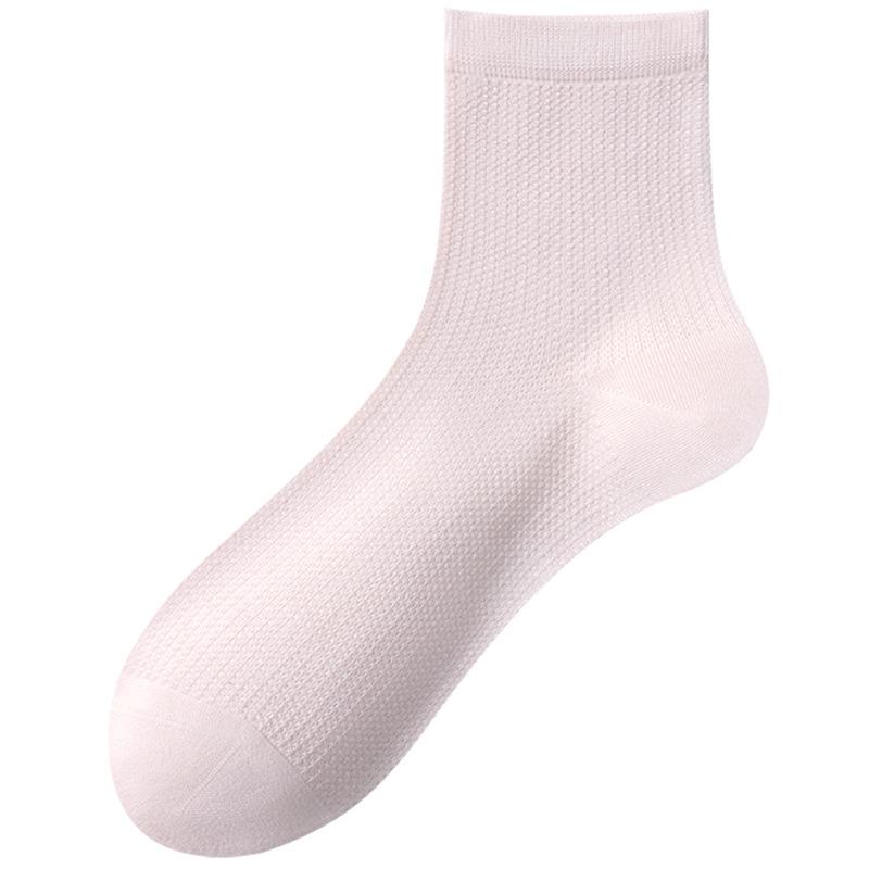 Female Summer Thin Style All Match Pure Color Sweat Absorption Antibacterial Mesh Breathable Tube Socks