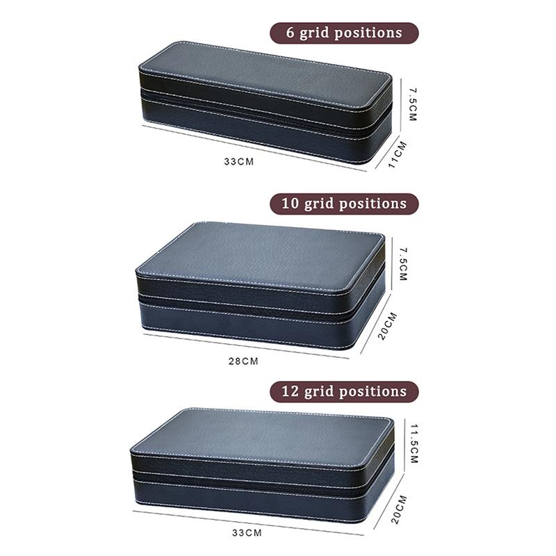 Elegant Black Ostrich Pattern Pu Leather Watch Storage Dustproof Zipper Bag Watch Storage Bag Exquisite Gift Box