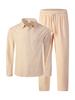 Men's Cotton Linen Two-Piece Set: Casual Loose Long Sleeve Shirt & Pants for Spring and Autumn