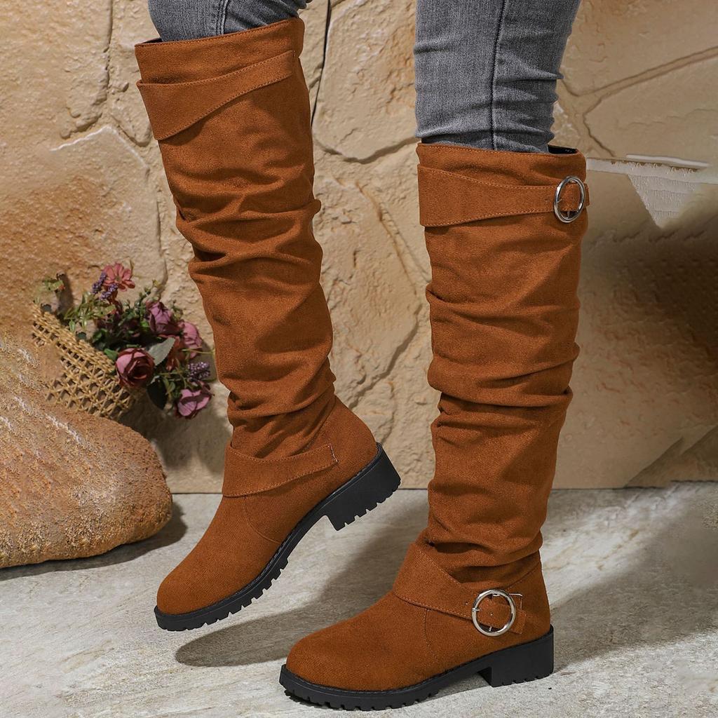 Women's Boots With Over The Knee Slouch Boots Chunky Heel Fashion Mid Calf Boots Boots Women Size 8 Mid