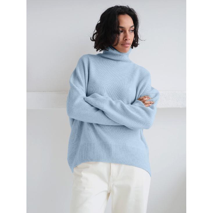 Утолщенный свитер, осенне-зимний свободный свитер с высоким воротником L