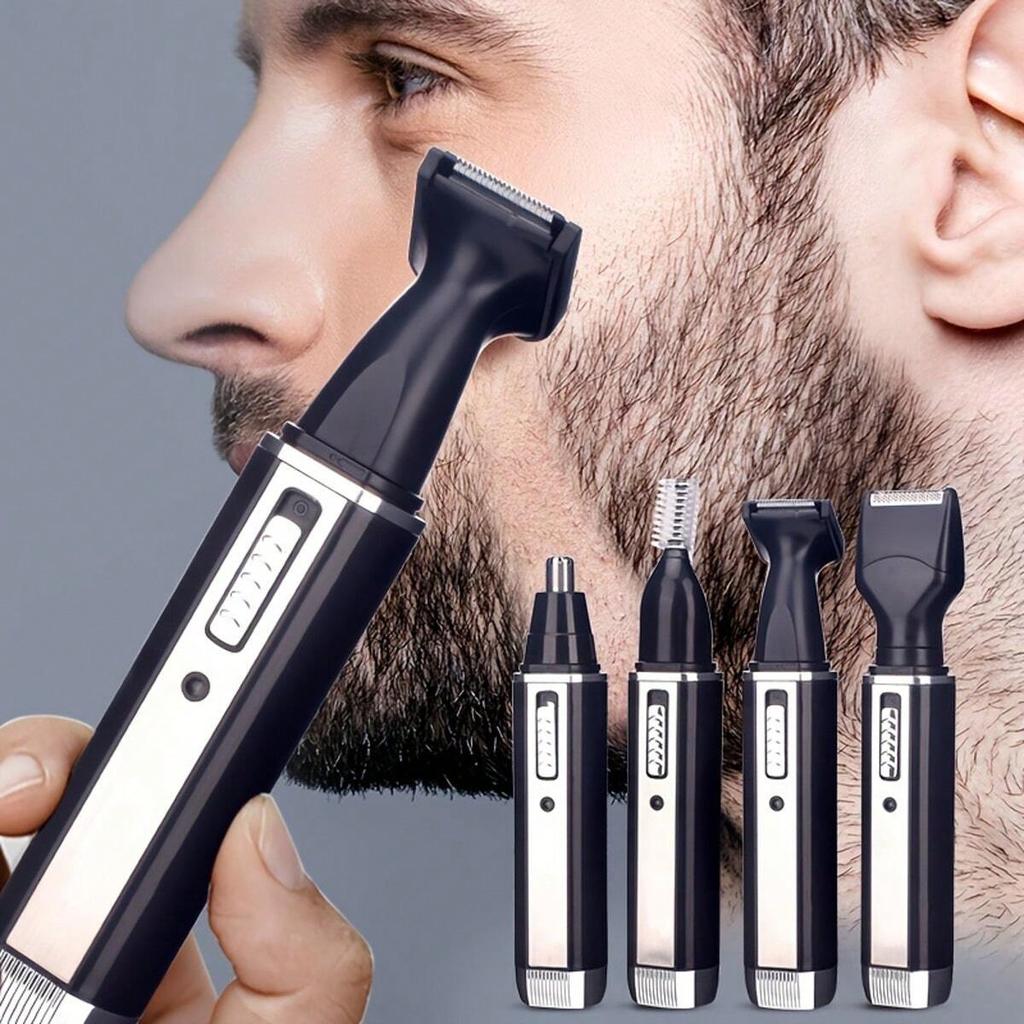 Electric Shaver Rechargeable Razor For Men, 4 In 1 Waterproof Epilator Nose Hair Removal Eyebrow Beard Sideburn Mustache Trimmer