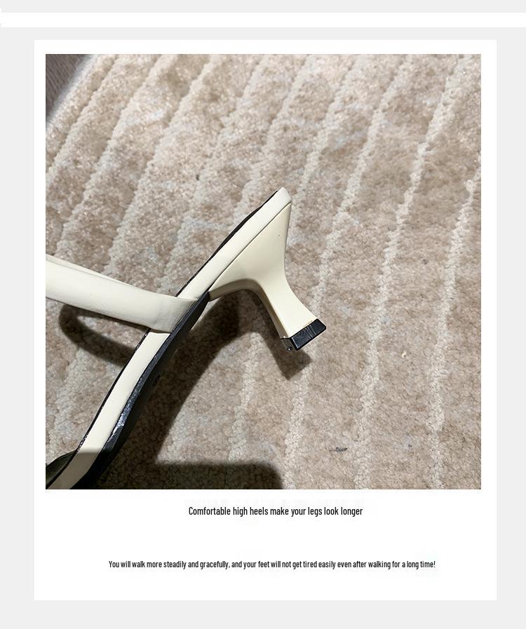Summer 2026 Skin-Brightening Mid-Heel Square-Toe Sandals with Single Strap for Outdoor Wear.