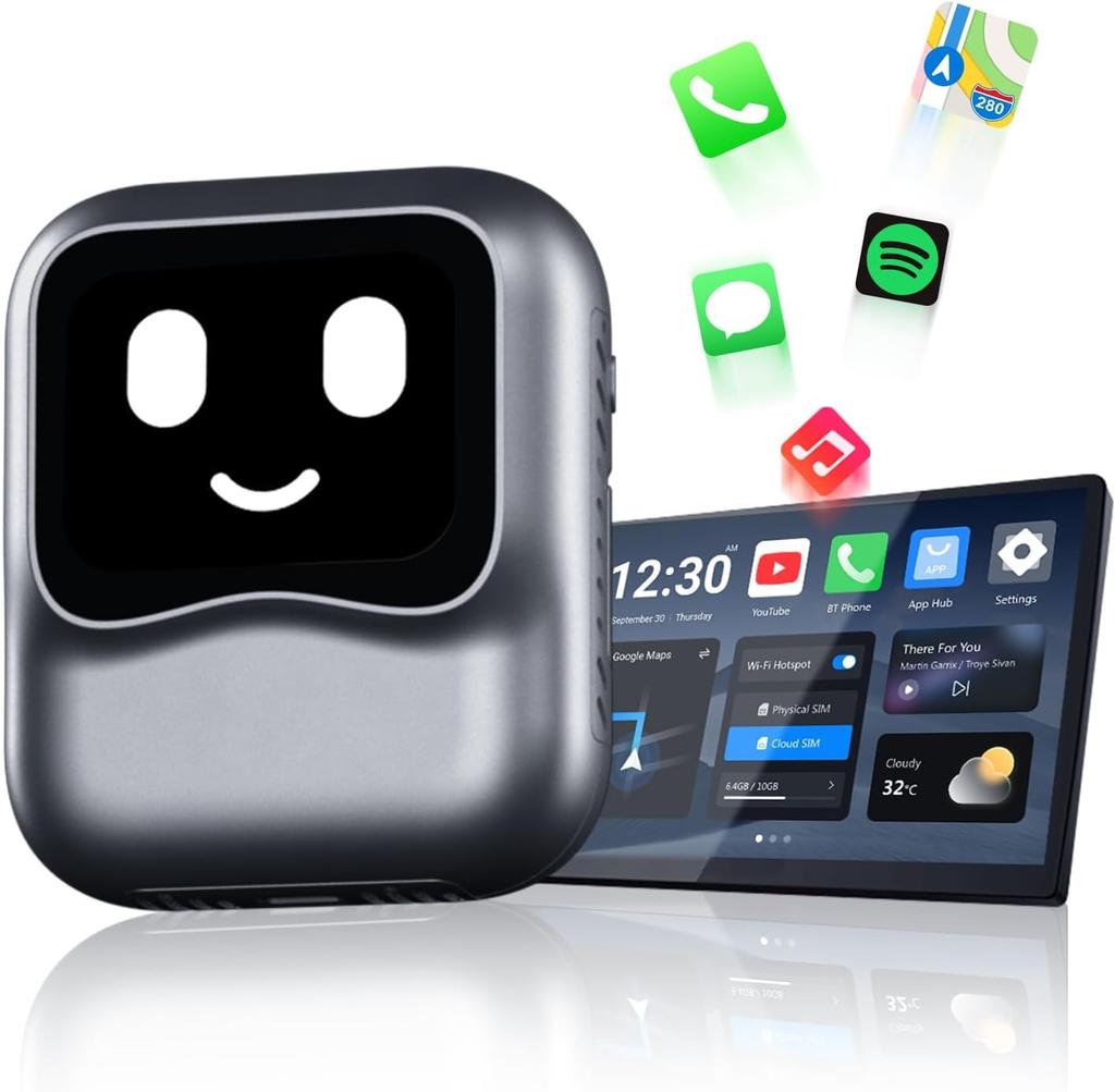 OTTOCAST OttoAibox NANO CarPlay AI Box 2025 New Model Wireless CarPlay Android Auto with Nano ai Box AI YouTube and SIM Card Android 13 CarPlay AI Box