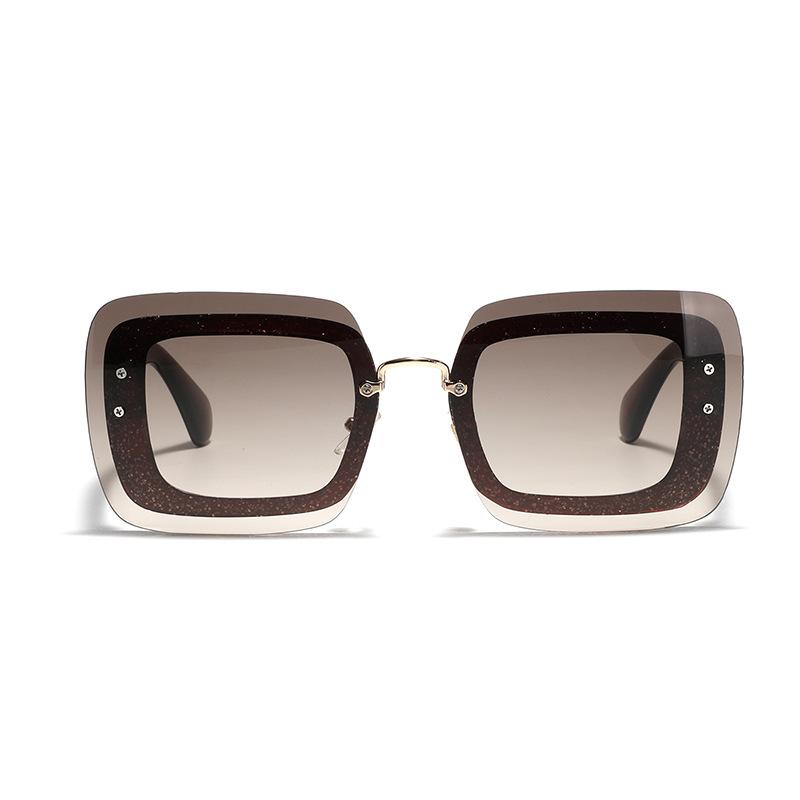 Brillen Trendige Randlose Sonnenbrille Herren Quadratische Nieten Bunte Personalisierte Sonnenbrille Damen Sonnenbrille