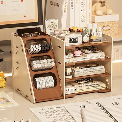 Desktop Storage Box, Office Desk File and Stationery Storage Rack, Cosmetics and Skincare Products Storage Cabinet