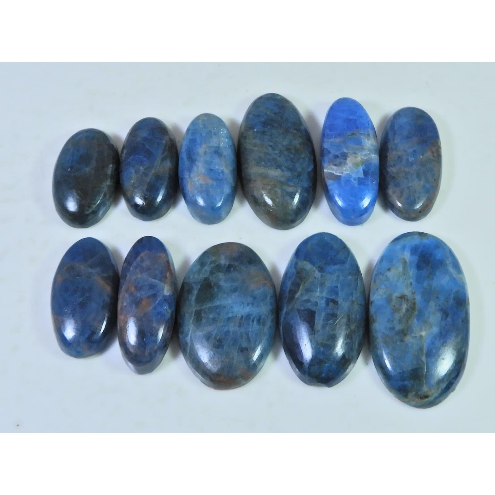 

298Cts. Natural Blue Apatite Oval Shape Cabochon Loose Gemstone 11Pcs Lot C-2015