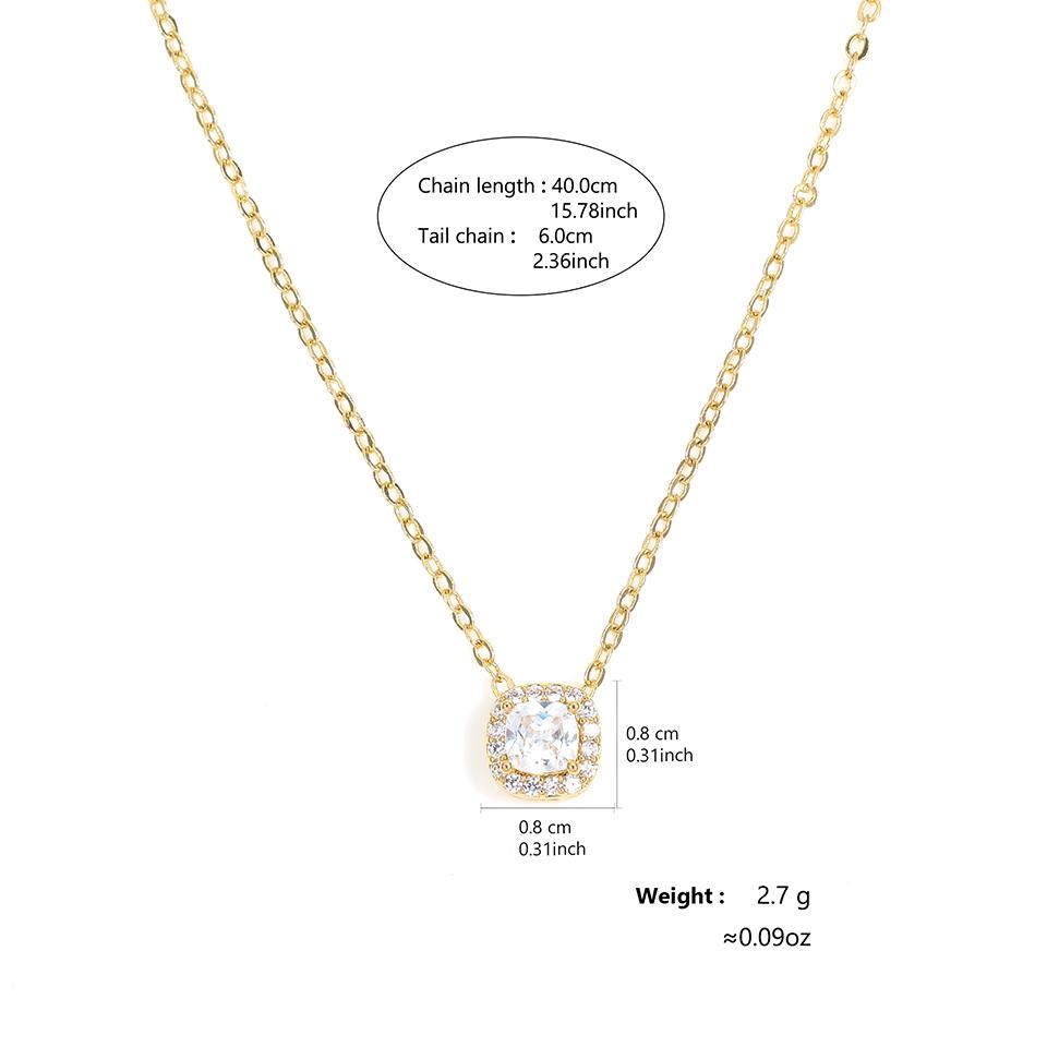 ZAKOL Clear AAA Cubic Zirconia Square Pendant Necklace Elegant Wedding Engagement Zircon Gift for Women