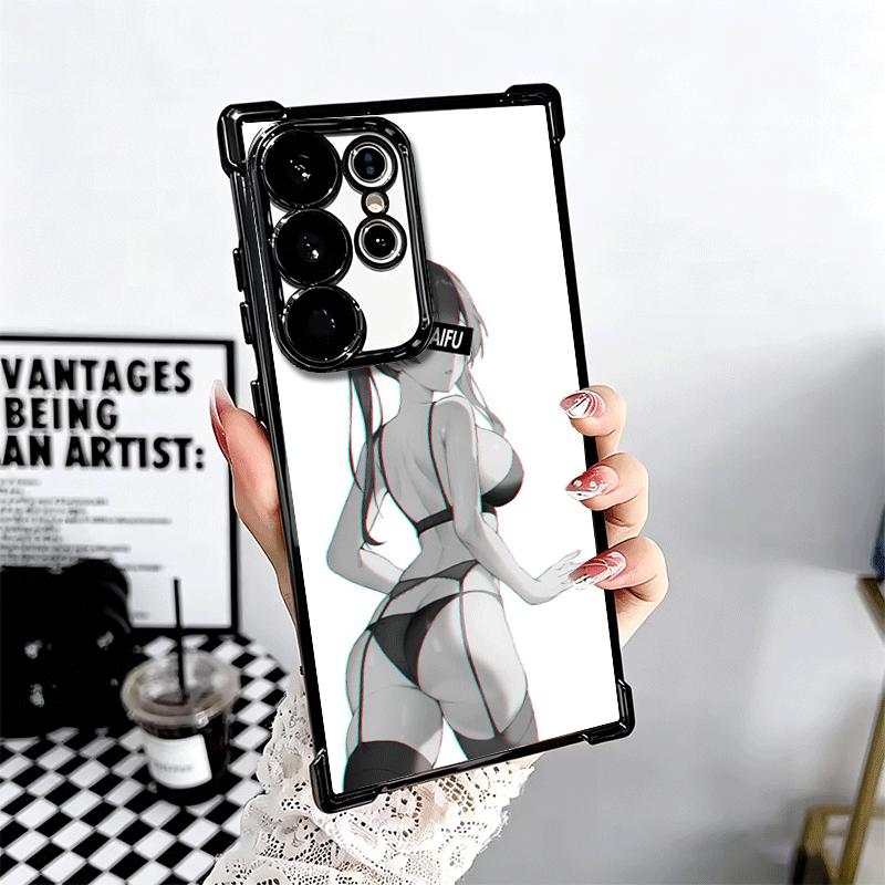Sugoi Senpai Waifu Kawaii Anime Girl Plating Phone Case For Samsung Galaxy S24 S25 FE S26 Edge S23 Ultra S22 S21 Plus S20 Anti-F