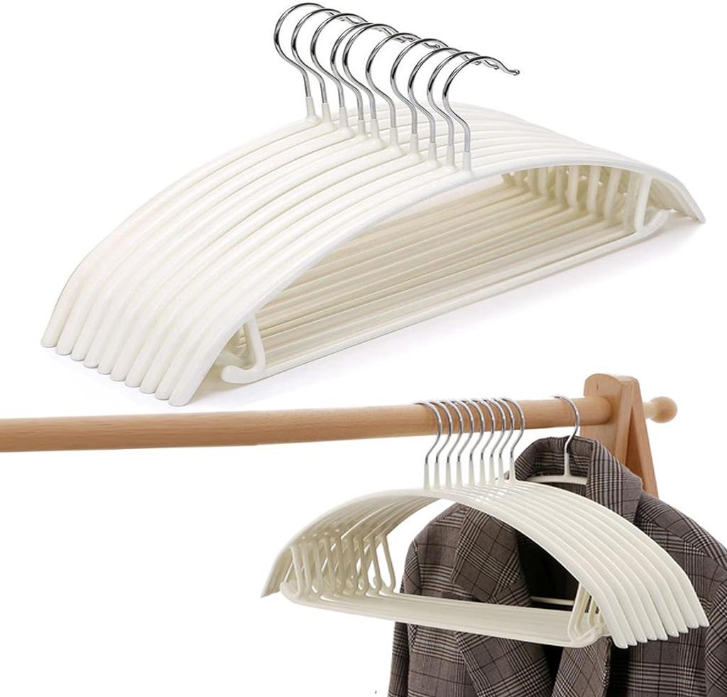 Clothes Hanger Rubber Coated Contour Metal No Bumps Hanger, Suit Hanger,Coat Jacket Hangers,Sweater Hanger (Pack of 50)