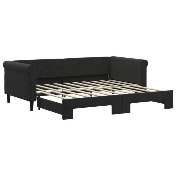 VidaXL Daybed with Trundle Bed Black 90x190 Cm Velvet 3197786