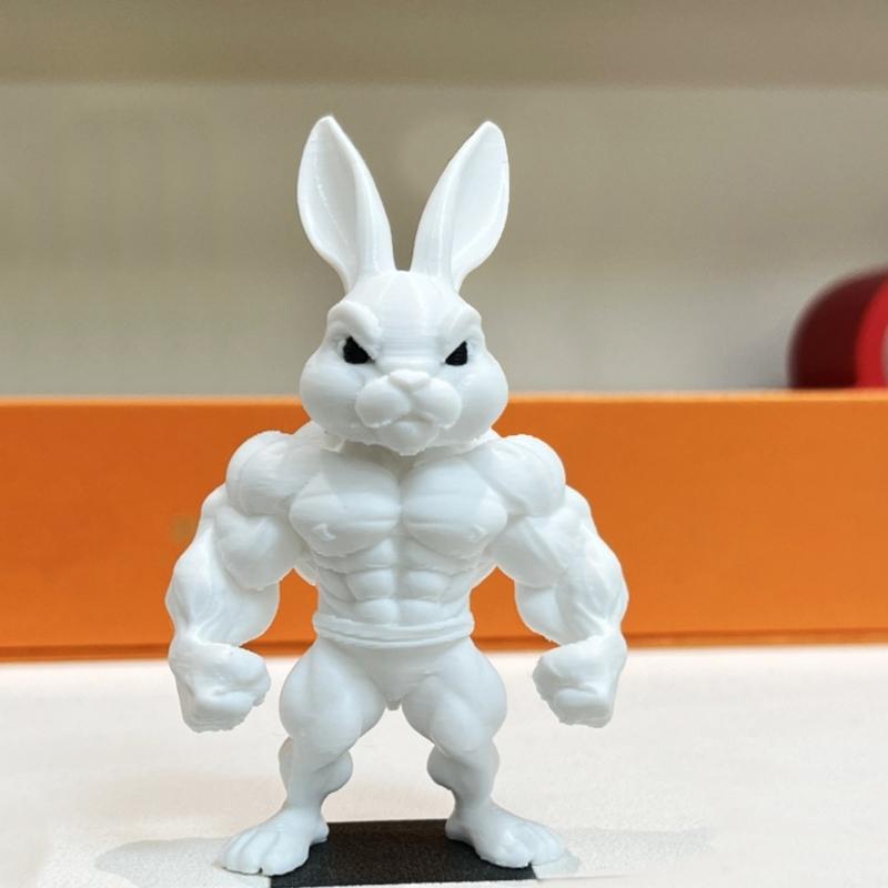 3D Printed Muscle Bunnies Figurine Muscular Rabbit Statue Animal Sculpture Decorative Ornament Collectibles Home Decors
