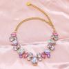 Collare per Cani Collana a Catena d'Oro Acciaio Inossidabile Regolabile Collare con Diamanti Colorati per Cani Piccoli Medi Cucciolo
