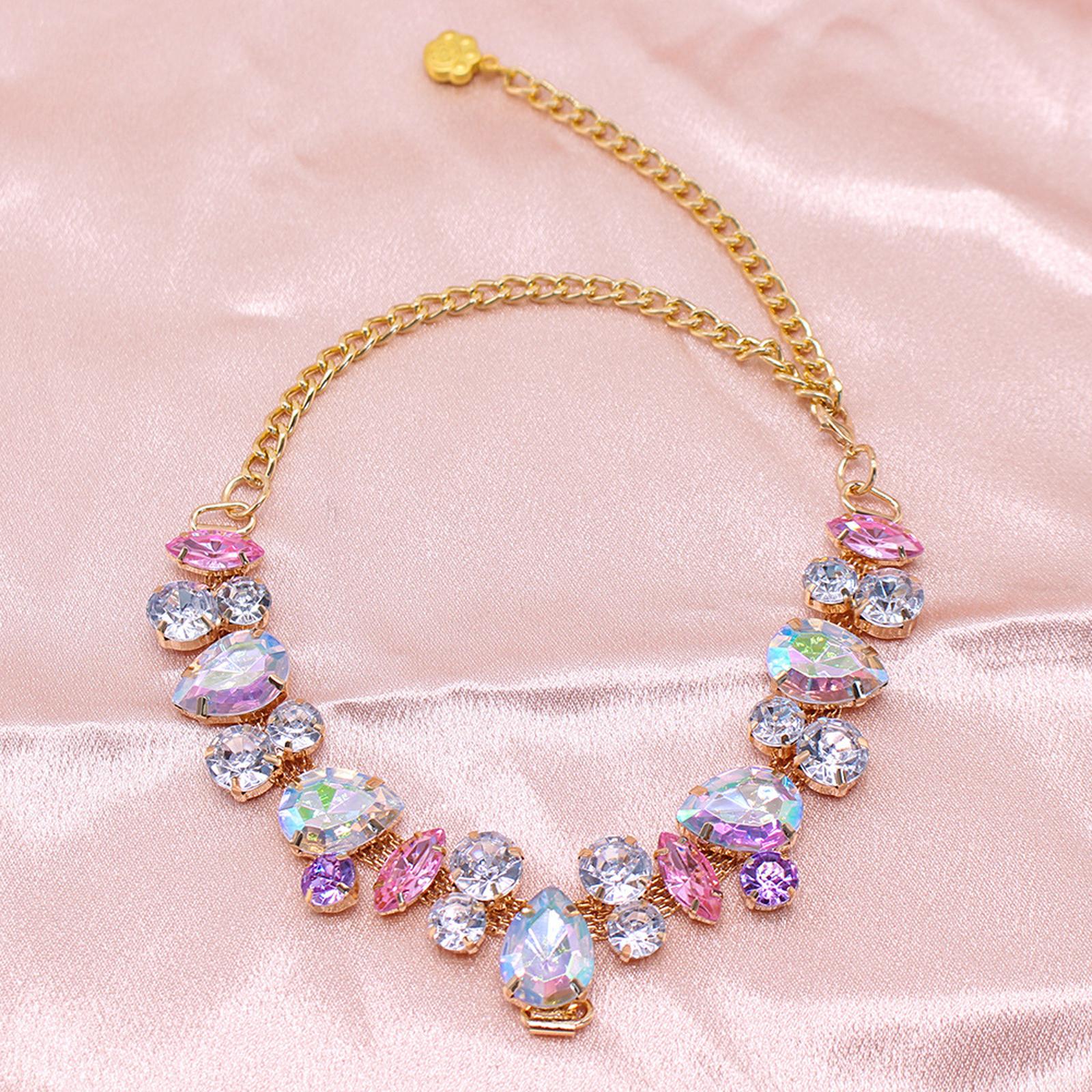 

Dog Collar Gold Chain Necklace Stainless Steel Adjustable Color Diamonds Collar for Small Medium s Dogs Puppy M рожевий