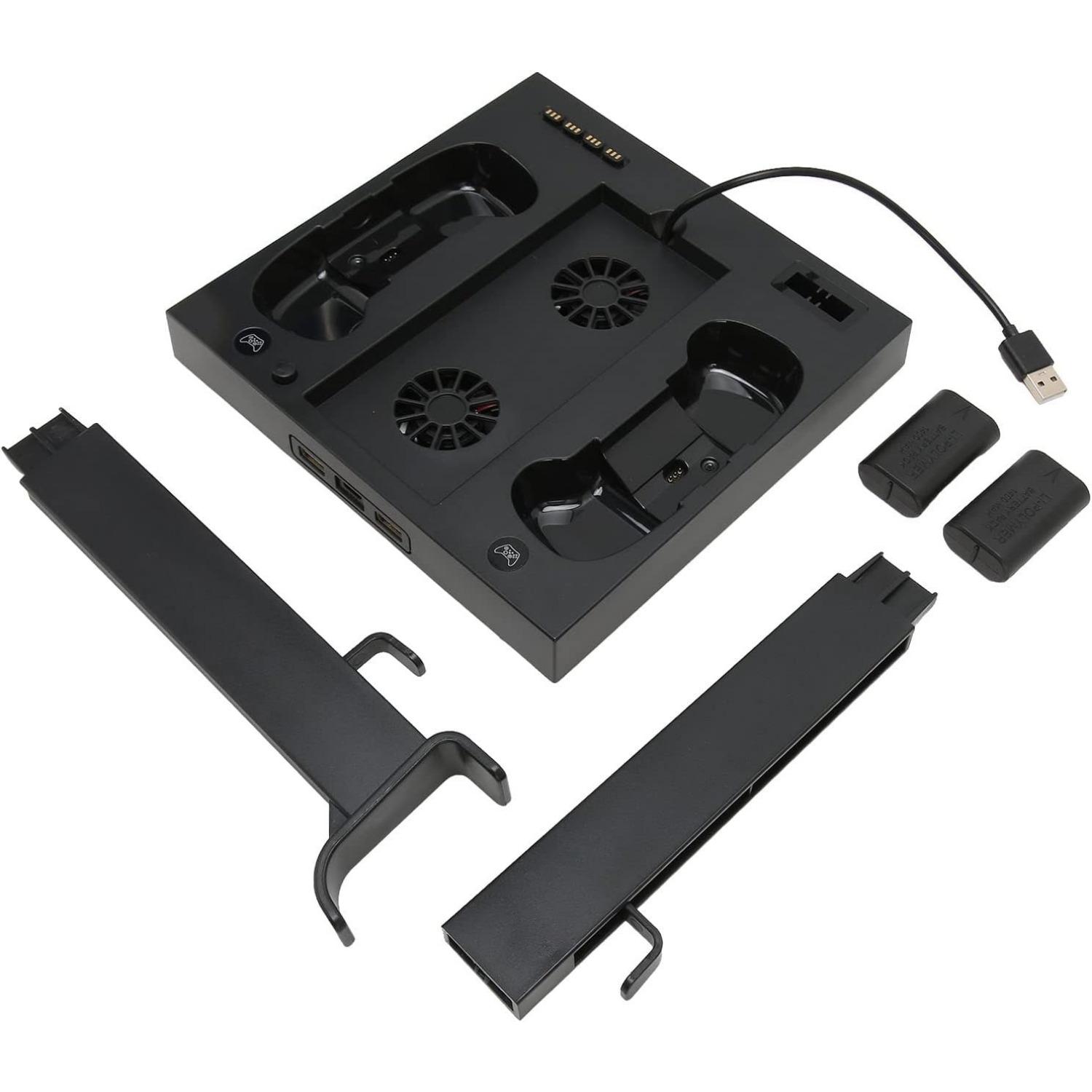 

Подставка для зарядки с охлаждающим вентилятором для Xbox Series S, вертикальная двойная зарядная станция, аксессуары для док-станции с 2 аккумуляторами емкостью 1400 мАч, кронштейн для наушников Package:20*5.8*23cm чёрный