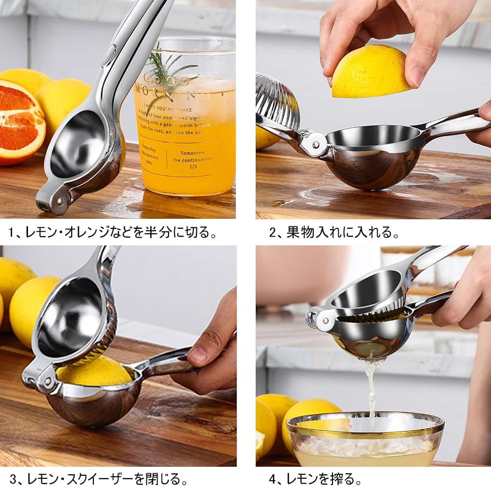 DFsucces Lemon Squeezer, Hand Juicer, Stainless Steel, Unbreakable and Washable, Suitable for Lemon, Orange, and Grapefruit Juice