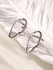 Qiong Yao 18K Gold Geometric Open Ring: Bold European American Style, Stainless Steel Index Finger Design