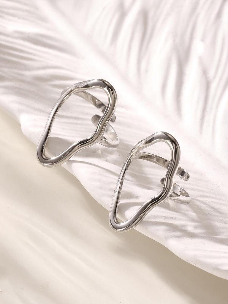 Qiong Yao 18K Gold Geometric Open Ring: Bold European American Style, Stainless Steel Index Finger Design