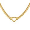 European & American Hip Hop Thick Cuban Chain Necklace with Heart Ring, 18K Gold-Plated Titanium Steel, Trendy and Luxurious.