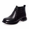 Mom Shoes Women's Autumn and Winter New Short Boots Round Head Velcro Flat Boots Velvet Warm First Layer Cowhide Leather Boots