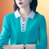 Fashionable and Versatile Design Fashionable Sports Lapel Long-sleeved T-shirt Contrasting Color Polo Shirt