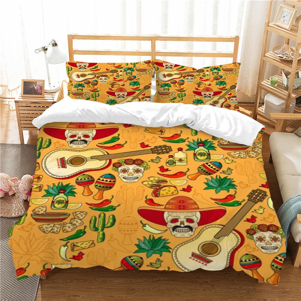 3D Skull Printing Duvet Cover Set Cartoon Bedding Set Highend Pillowcase Children Bedding Suit Single Size Double Size Bed Cover