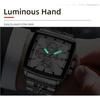 Fashion Square Quartz Watch Men's Luxury Steel Strip Business Date Chronograph Watches