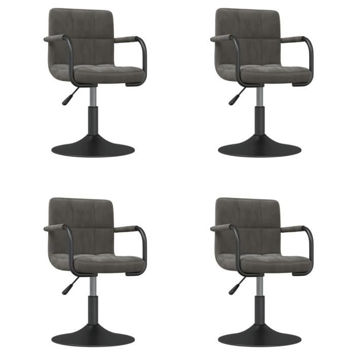 VidaXL Chaises pivotantes de salle à manger 4 pcs Gris foncé Velours 3087920