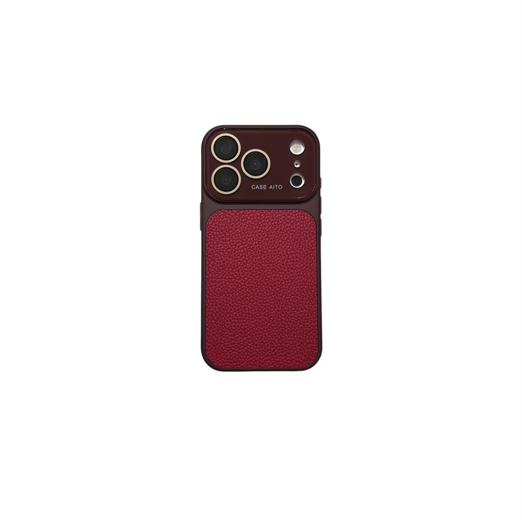 Large Lychee Texture Solid Color iPhone Case for Apple 17omax and iPhone 16P, Full Coverage Electroplated for iPhone 14/13/15