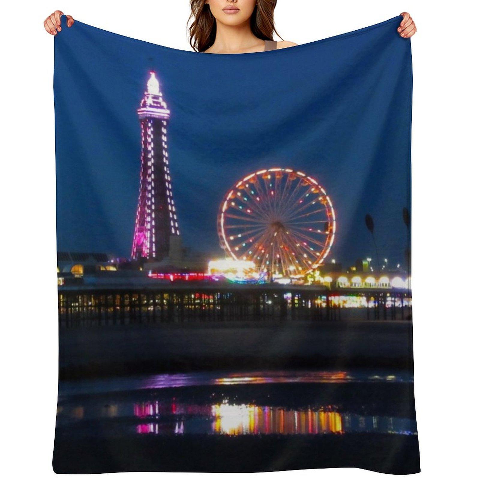 Blackpool Beach at Night Throw Blanket Decorative Sofas Soft Big christmas decoration for babies Blankets 30x40in