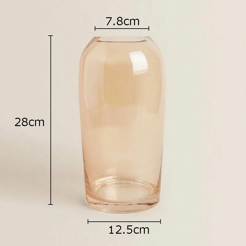 Amber Color Glass Vase Transparent Hydroponics Flower Pots Decorative Flower Arrangement Desk Decoration Vases Modern Home Decor