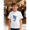 Boys Crew Neck Short Sleeve T-Shirt with Art Style Ocean Whale Print