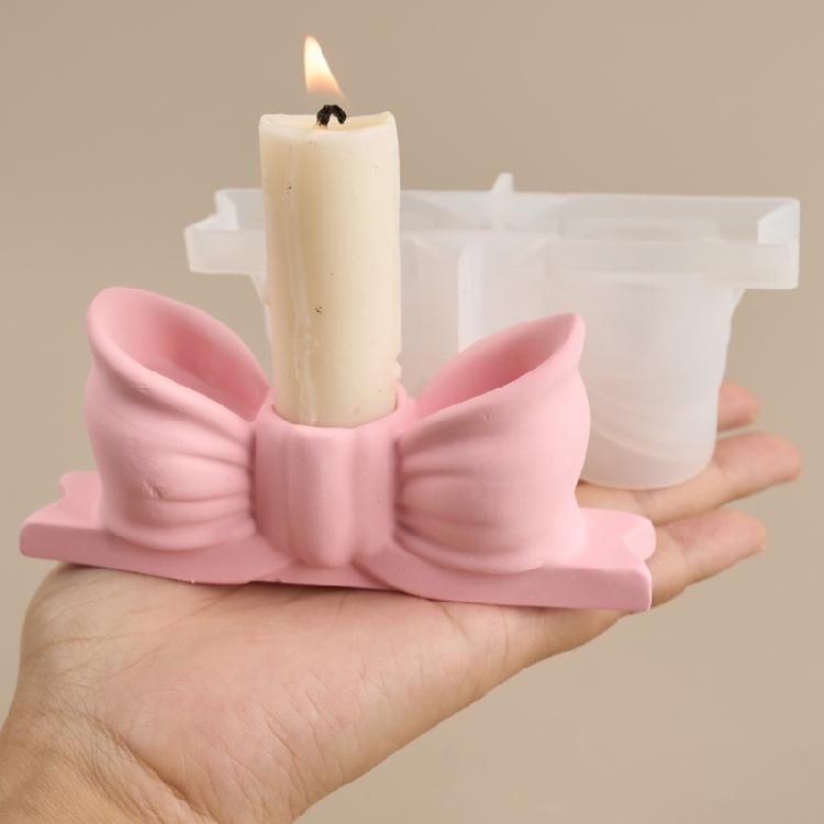 DIY Bowtie Concrete Candle Holder Silicone Molds 3D Bows Candlestick Mould Craft Supplies Casting Molds