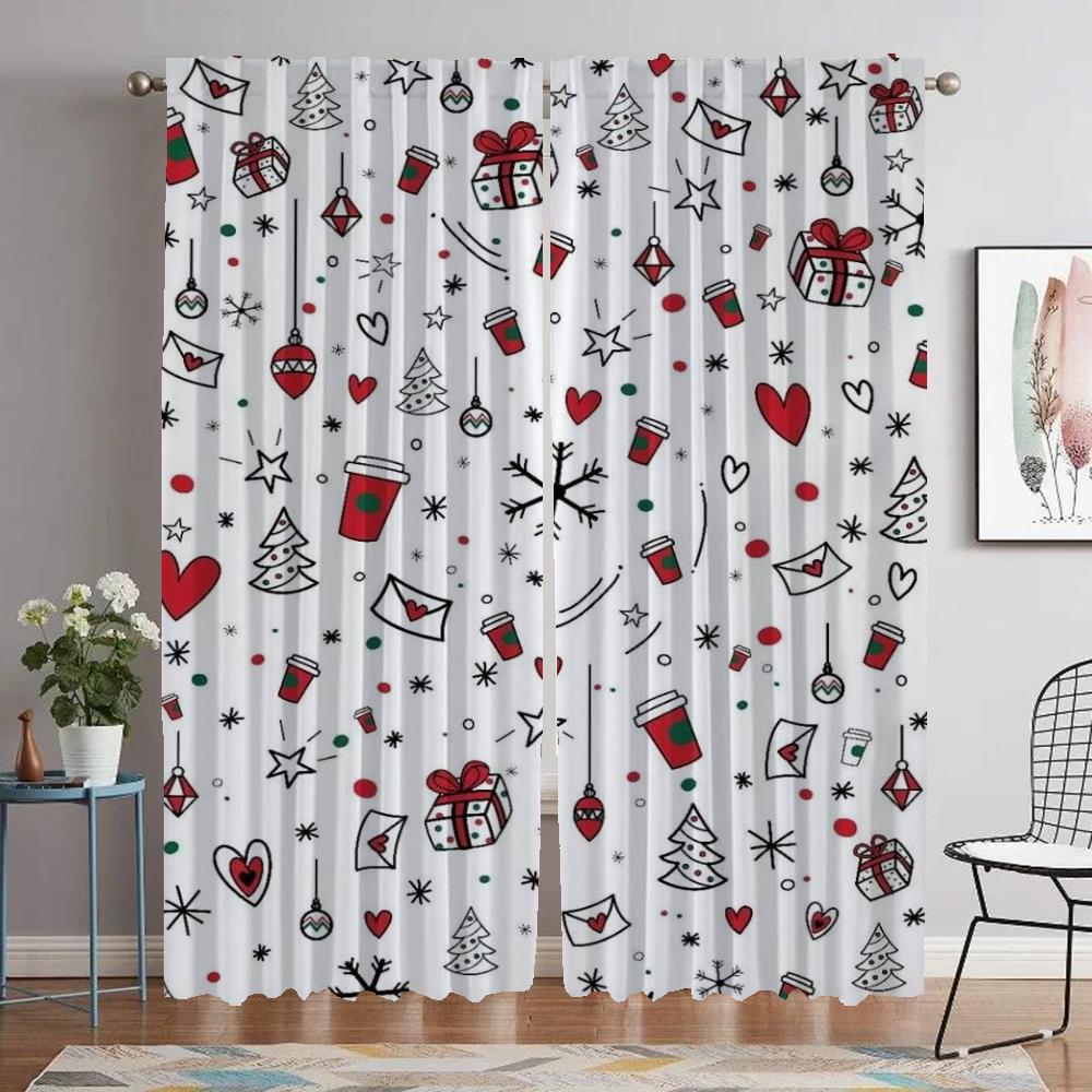 Christmas Curtains for Living Room Curtain for Room 2 Panel Shades Home Interior Curtains Halloween Decoration Partition Kitchen