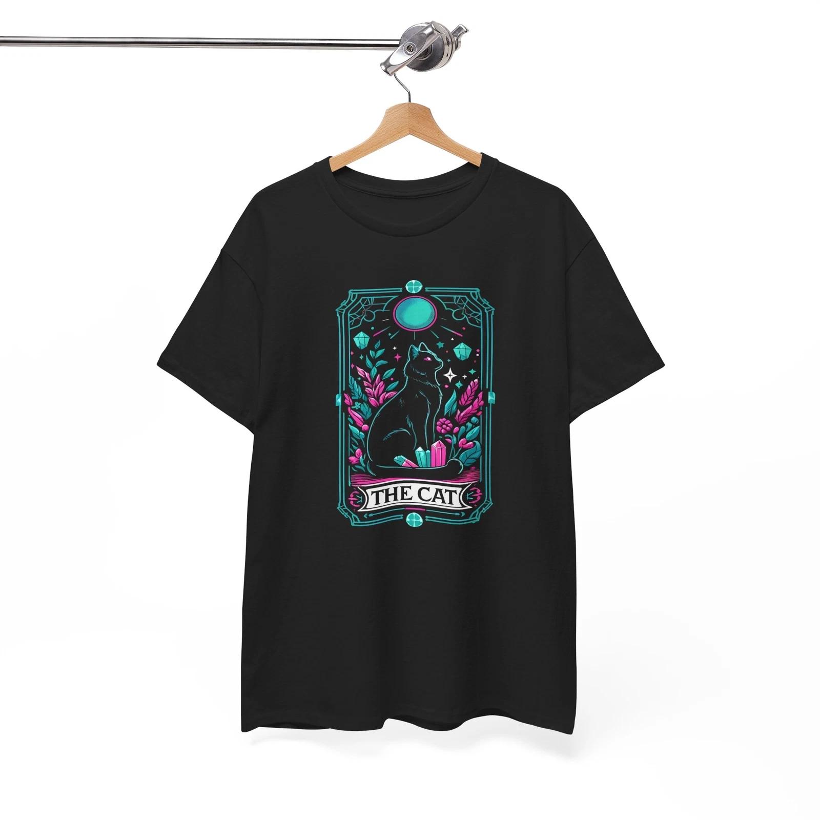 Otherworldly Magic T-Shirt | Celestial & Witchy Fashion - Cat Tarot tee L
