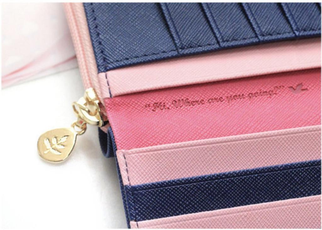 Donalee Long Wallet, Zip-Around, Bifold, for Girls and Women (NavyPink)