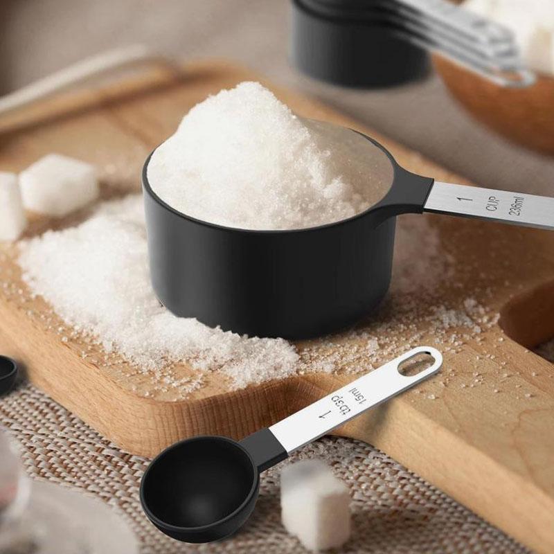 8-Piece Measuring Cup and Spoon Set Stainless Steel Handles Kitchen Baking Tools & Accessories Weighing Gadgets