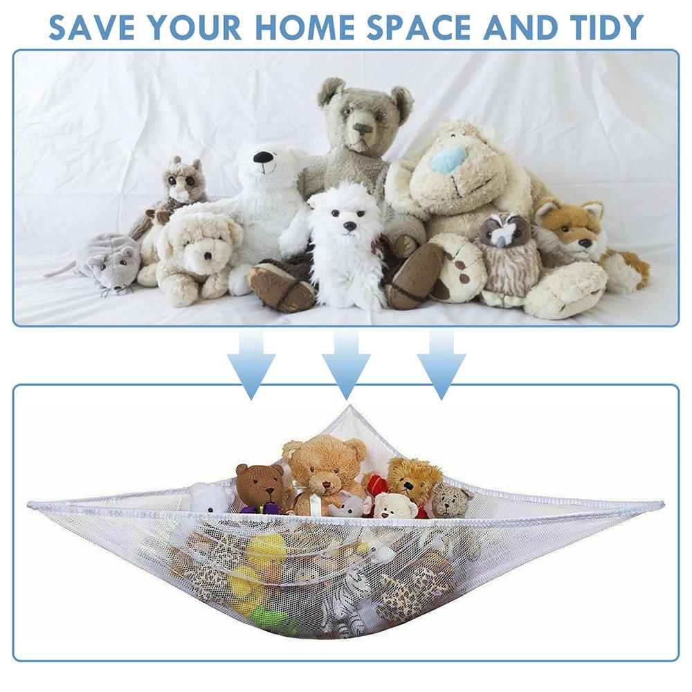 Toy Storage Hammock Large Mesh Toys Holder Hanging Stuffed Animal Net Organizer Room Bedroom Decor Teddy Squishmallow Holder