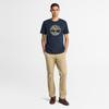 Timberland Men's Short Sleeve Floral Tree Logo T-Shirt, Dark Sapphire, XS (TB0A6B4G4331)
