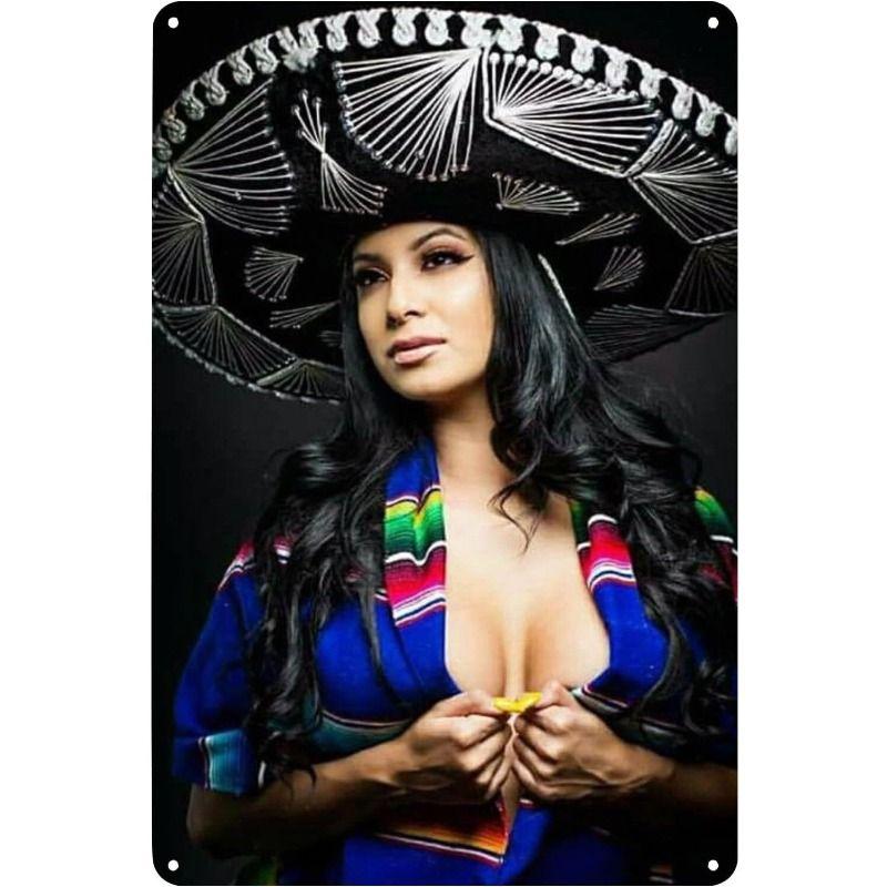 Vintage Kvinlig Silhuett Metall Logotyp för Bar & Garage