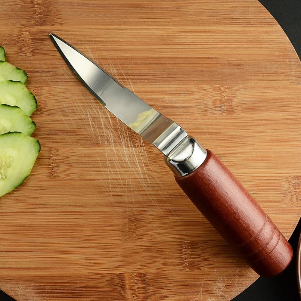 Wooden Handle Coconut Scraper Knife Brown Silver Shell Opener Coconut Opener Tool  Multi-Purpose