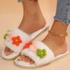 Fashion Mix Color Flower Cotton Slippers for Women Winter 2025 Slip On Open Toe Plush Slides Woman Soft Faux Fur Cotton Slippers Female