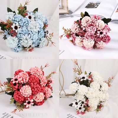 15 Blütenköpfe Kunstblume Seidenhortensie weiß Hochzeit kleiner Strauß Kunstblume Party DIY Dekoration