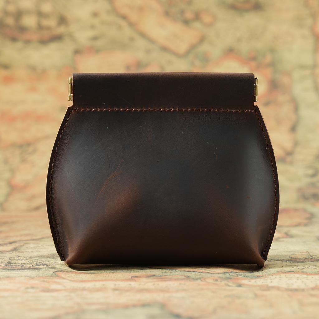 Crazy Horse Leather Squeeze Coin Purse Retro Mini Pouch Multi-Use Storage Bag for Jewelry Cards Soft Touch Unisex Small Coin Bag