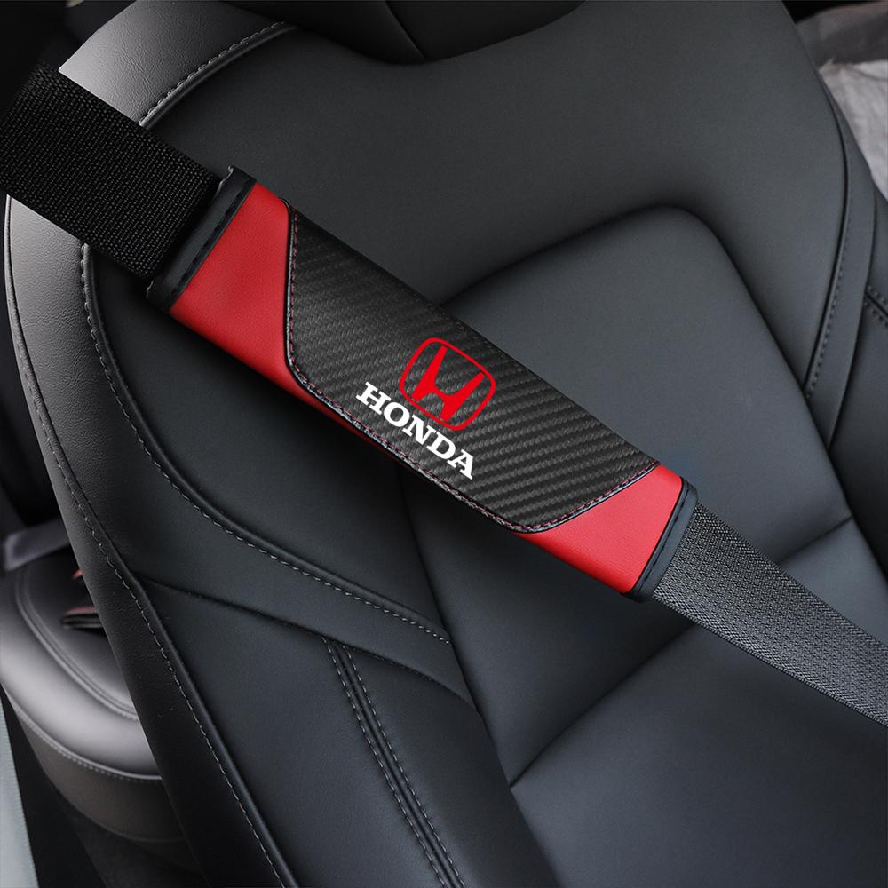 2pcs Car Seat Belt Cover Safety Belt Shoulder Pads Protector Cover Breathable for Honda Type R Type S VTEC DOHC Modulo Vezel Si OT9