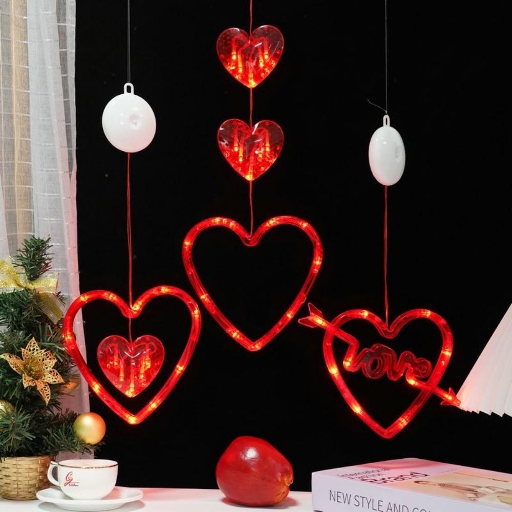 Heart Shaped Window Led Light Battery Powered with Timer Hanging Led Lamp Plastic Love Sucker Lamp