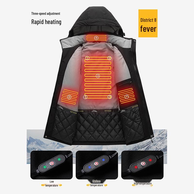 Heated Fleece-Lined Windbreaker for Men & Women - USB Charging, Warm Outdoor Mountaineering Jacket
