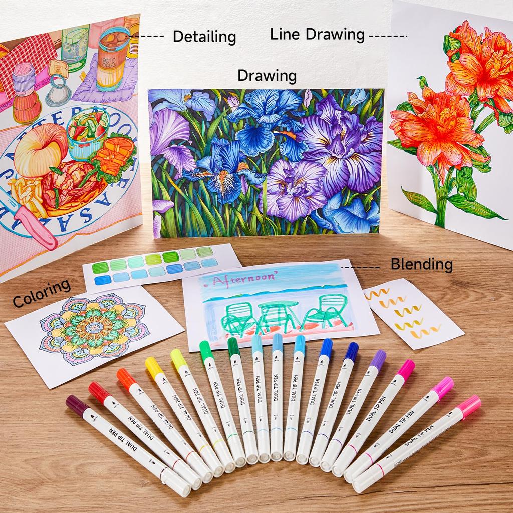 Shuttle Art Brush Pen Watercolor Brush 70 Color Set with 1 Coloring Book Marker Pen Watercolor Pen Twin Marker Brush Pen Fine Point Pen Waterproof