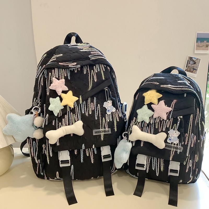 Schoolbags for Children Elementary School Students  Girls with High Looks  Ins Splicing Junior High School Students with High School Backpacks