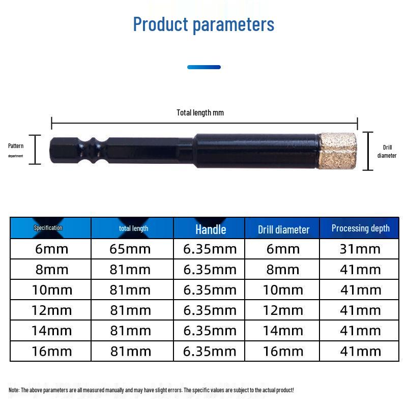 Diamond Hex Shank Glass & Tile Dry Drill Bit
